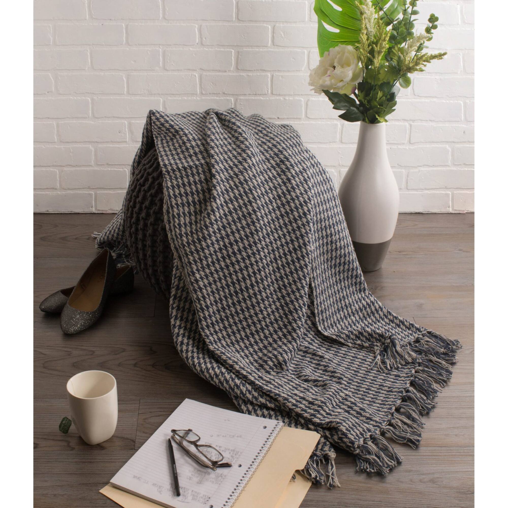 DII® French Blue Houndstooth Throw